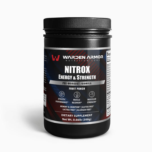 NitroX Pre-Workout – Energy & Focus Support | Fruit Punch Powder | Warden Armor
