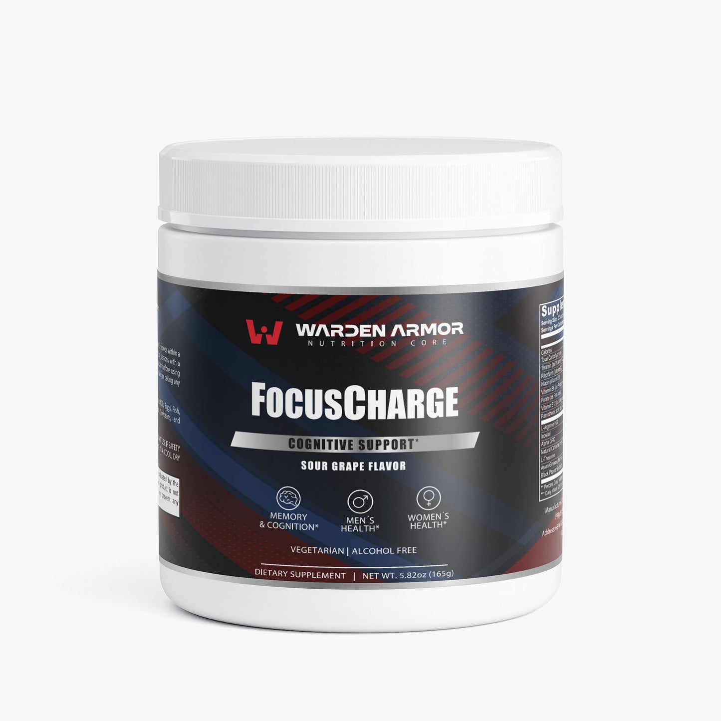 FocusCharge Powder (Sour Grape) – Mental Clarity & Energy Support | Alpha-GPC + L-Theanine | Warden Armor