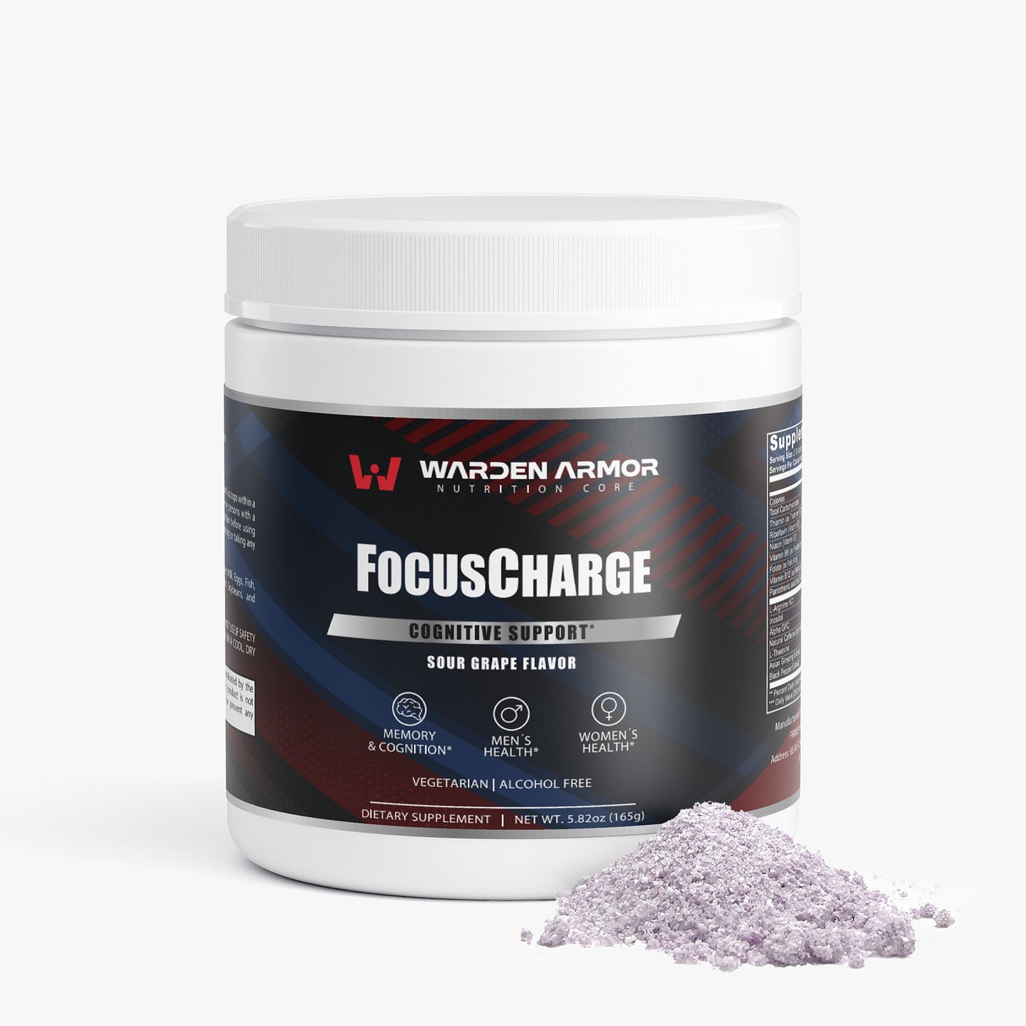 FocusCharge Powder (Sour Grape) – Mental Clarity & Energy Support | Alpha-GPC + L-Theanine | Warden Armor