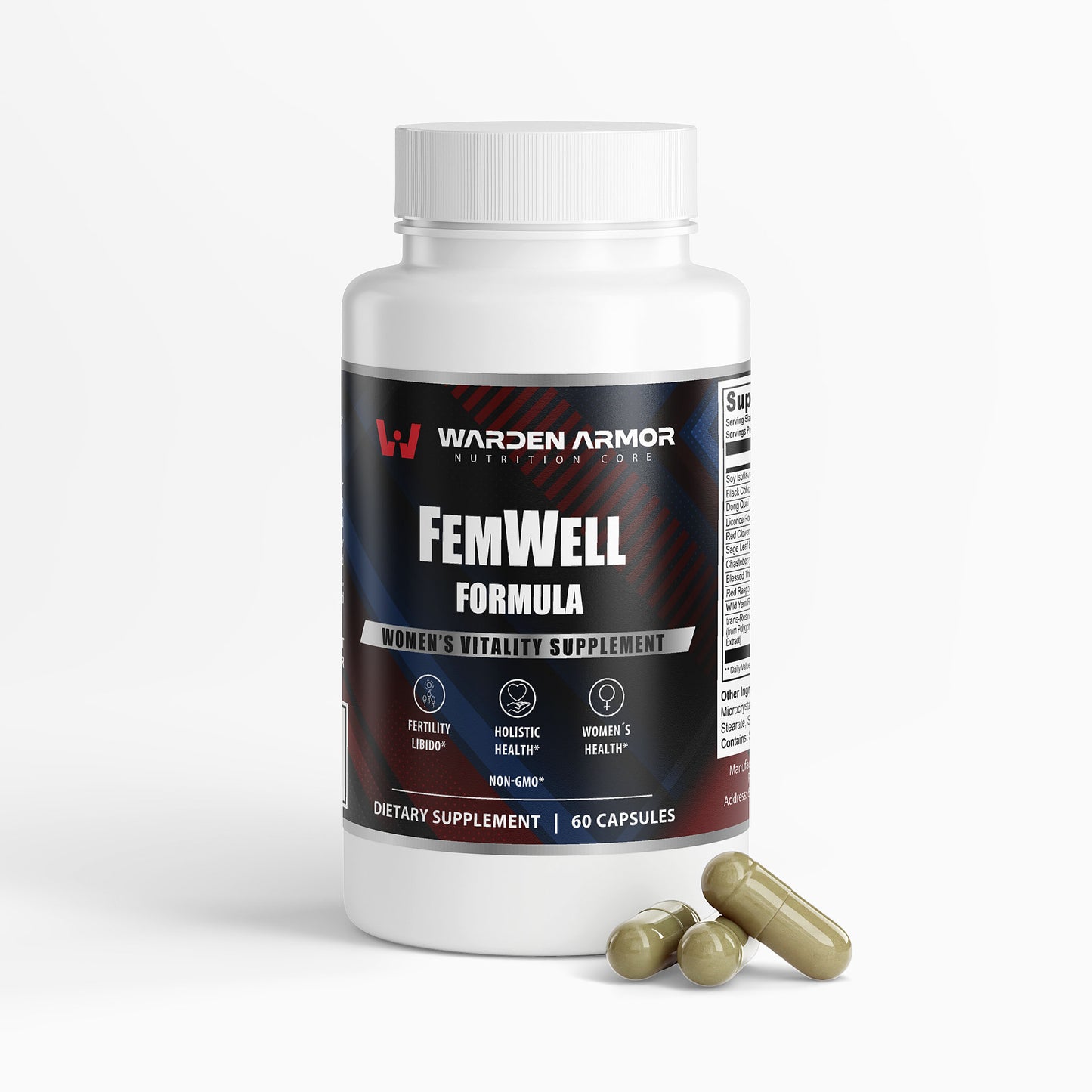 FemWell Formula Women's Botanical Blend with Dong Quai & Red Clover | Daily Wellness Support | Warden Armor