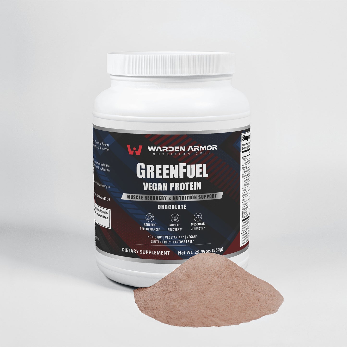 GreenFuel Chocolate Protein – Vegan Plant-Based Protein | 21g Per Serving | Warden Armor