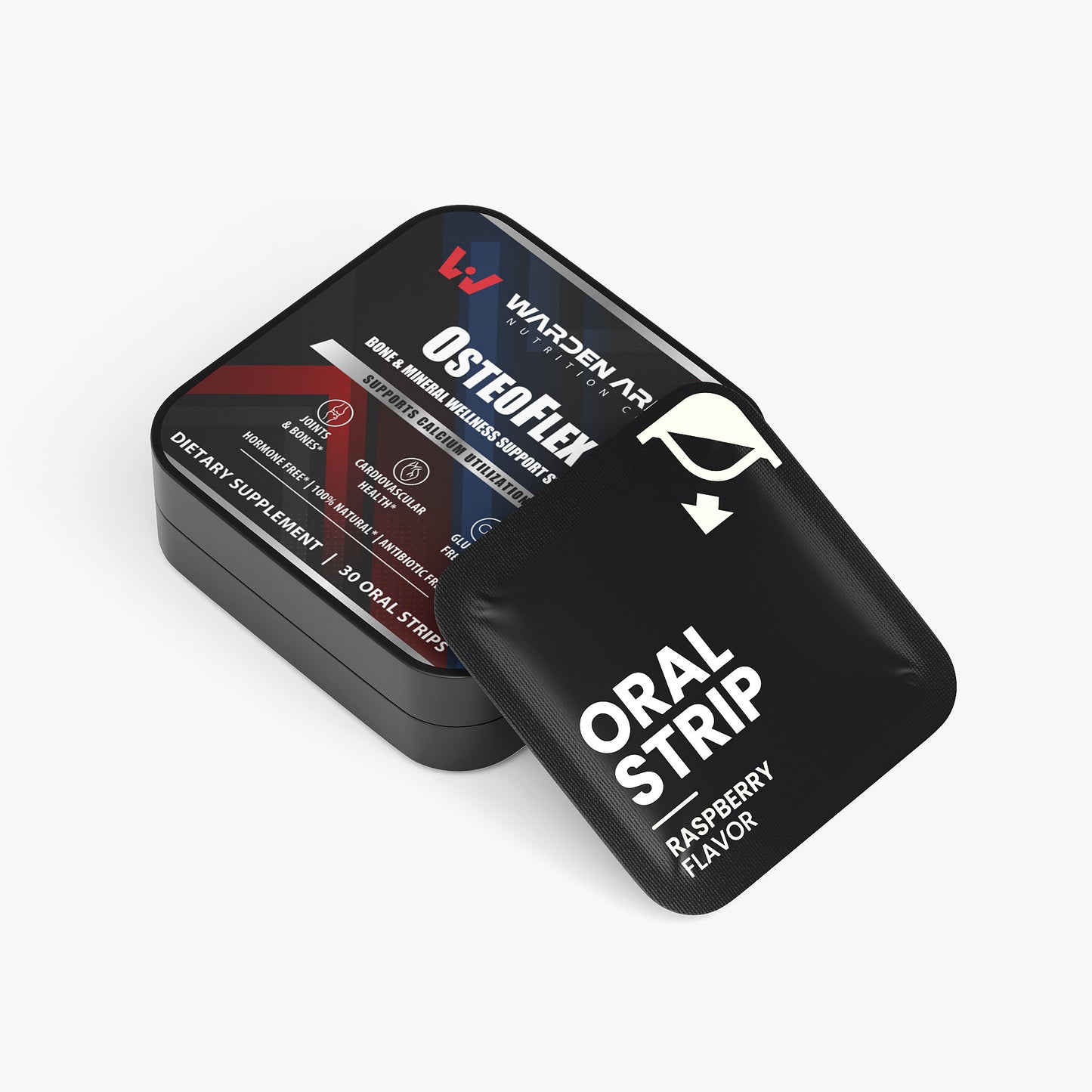 OsteoFlex – Daily Vitamin Strips | D3 + K2 | Fast-Dissolve Raspberry Strips | Warden Armor