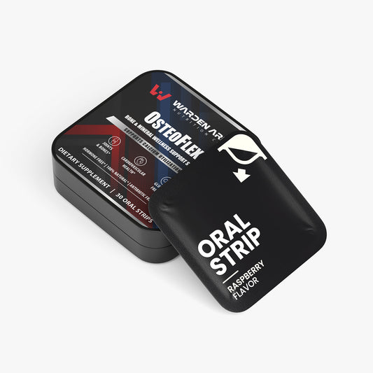 OsteoFlex – Daily Vitamin Strips | D3 + K2 | Fast-Dissolve Raspberry Strips | Warden Armor