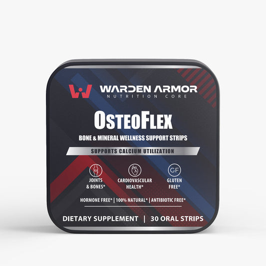 OsteoFlex – Daily Vitamin Strips | D3 + K2 | Fast-Dissolve Raspberry Strips | Warden Armor