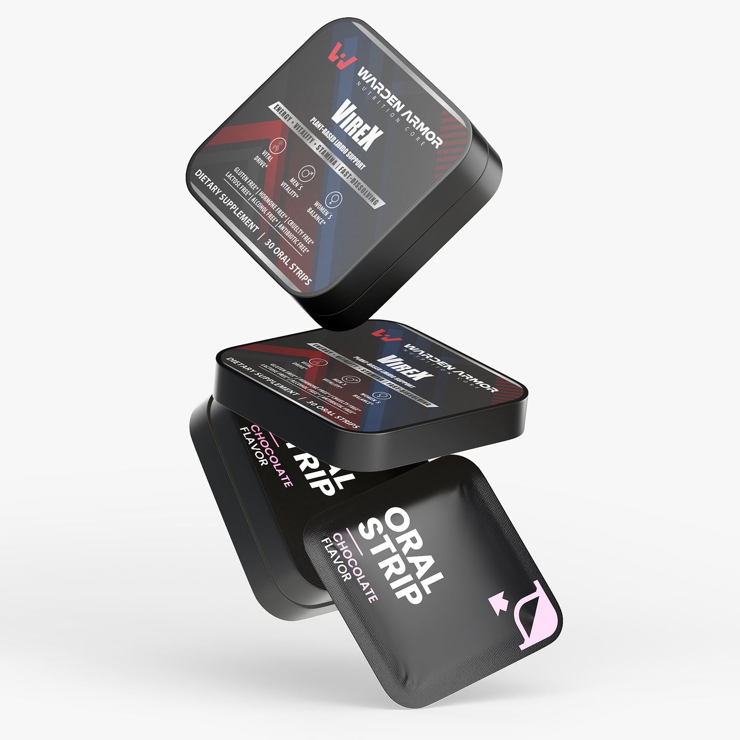 Virex – Daily Nutrition Strips | Cordyceps + Shilajit Blend | Fast-Dissolve Chocolate Strips | Warden Armor