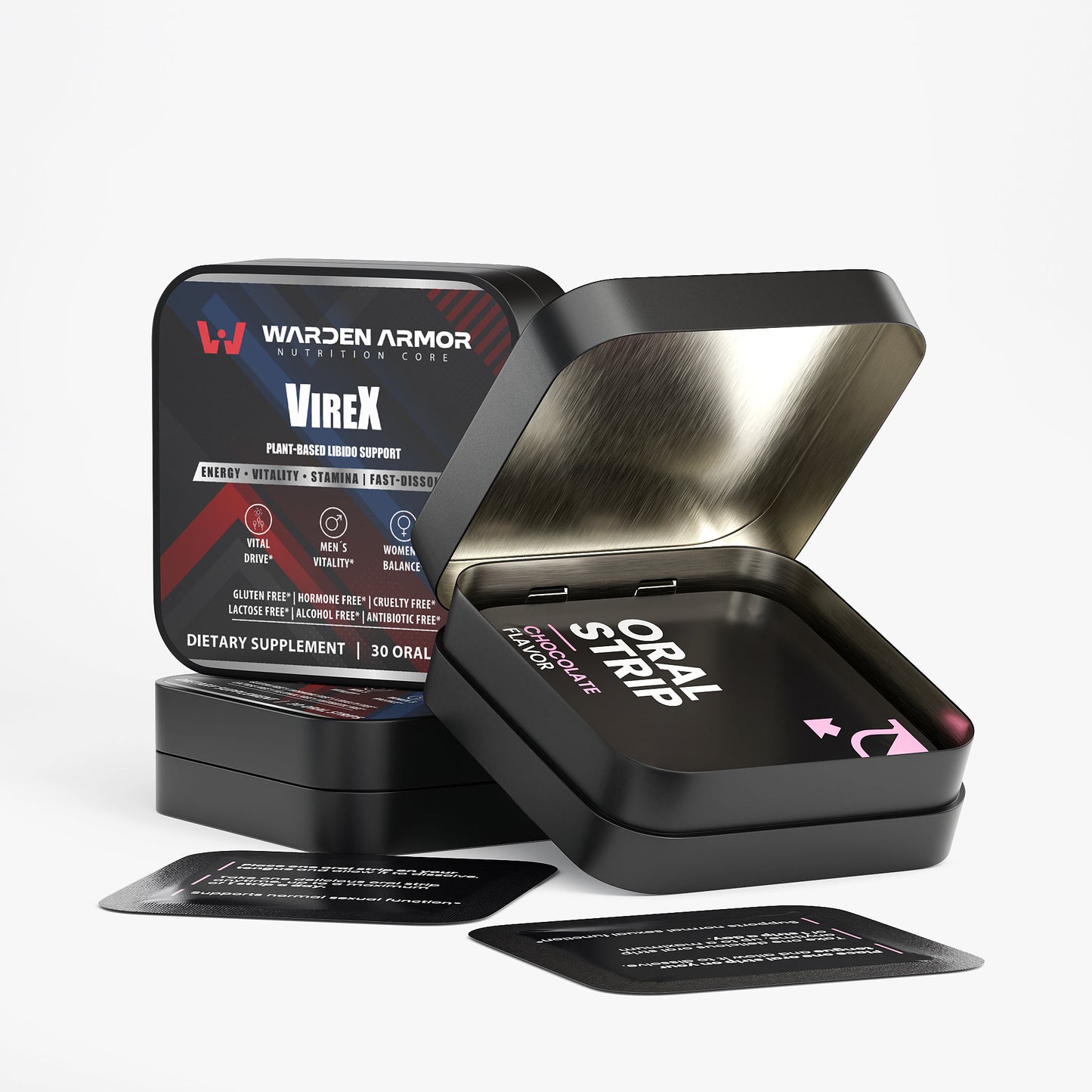 Virex – Daily Nutrition Strips | Cordyceps + Shilajit Blend | Fast-Dissolve Chocolate Strips | Warden Armor