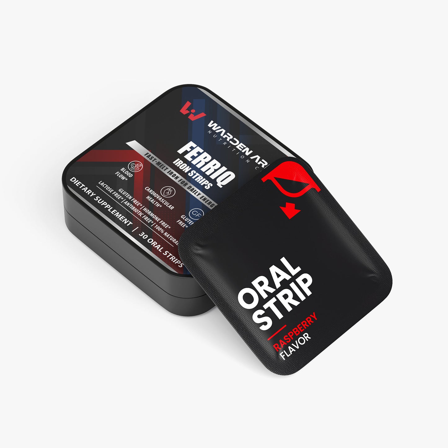 Ferriq – Iron Nutrition Strips | 19mg Iron + Folate | Fast-Dissolve Raspberry Strips | Warden Armor