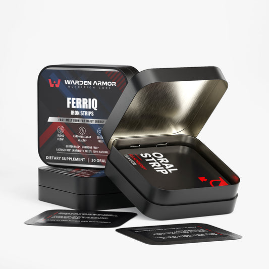 Ferriq – Iron Nutrition Strips | 19mg Iron + Folate | Fast-Dissolve Raspberry Strips | Warden Armor