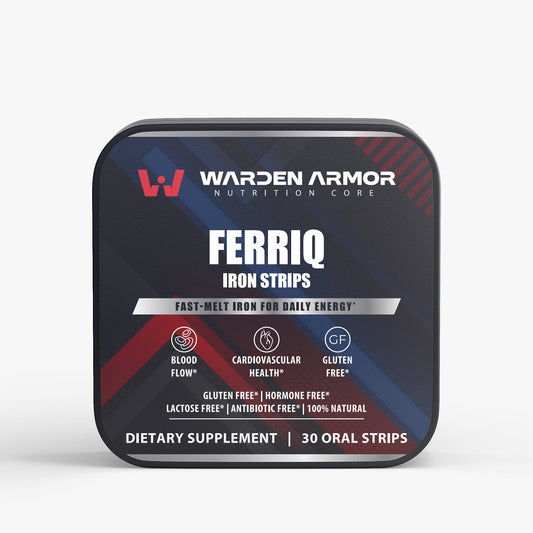 Ferriq – Iron Nutrition Strips | 19mg Iron + Folate | Fast-Dissolve Raspberry Strips | Warden Armor