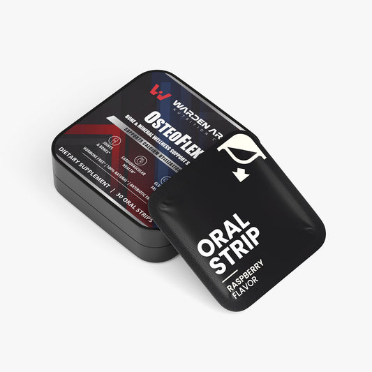 OsteoFlex – Daily Vitamin Strips | D3 + K2 | Fast-Dissolve Raspberry Strips | Warden Armor