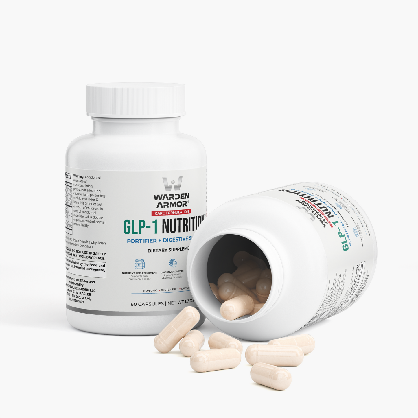 GLP-1 Nutrition Support – Digestive & Nutrient Replenishment | Probiotics, Enzymes, Methylated B12 & Magnesium | Warden Armor