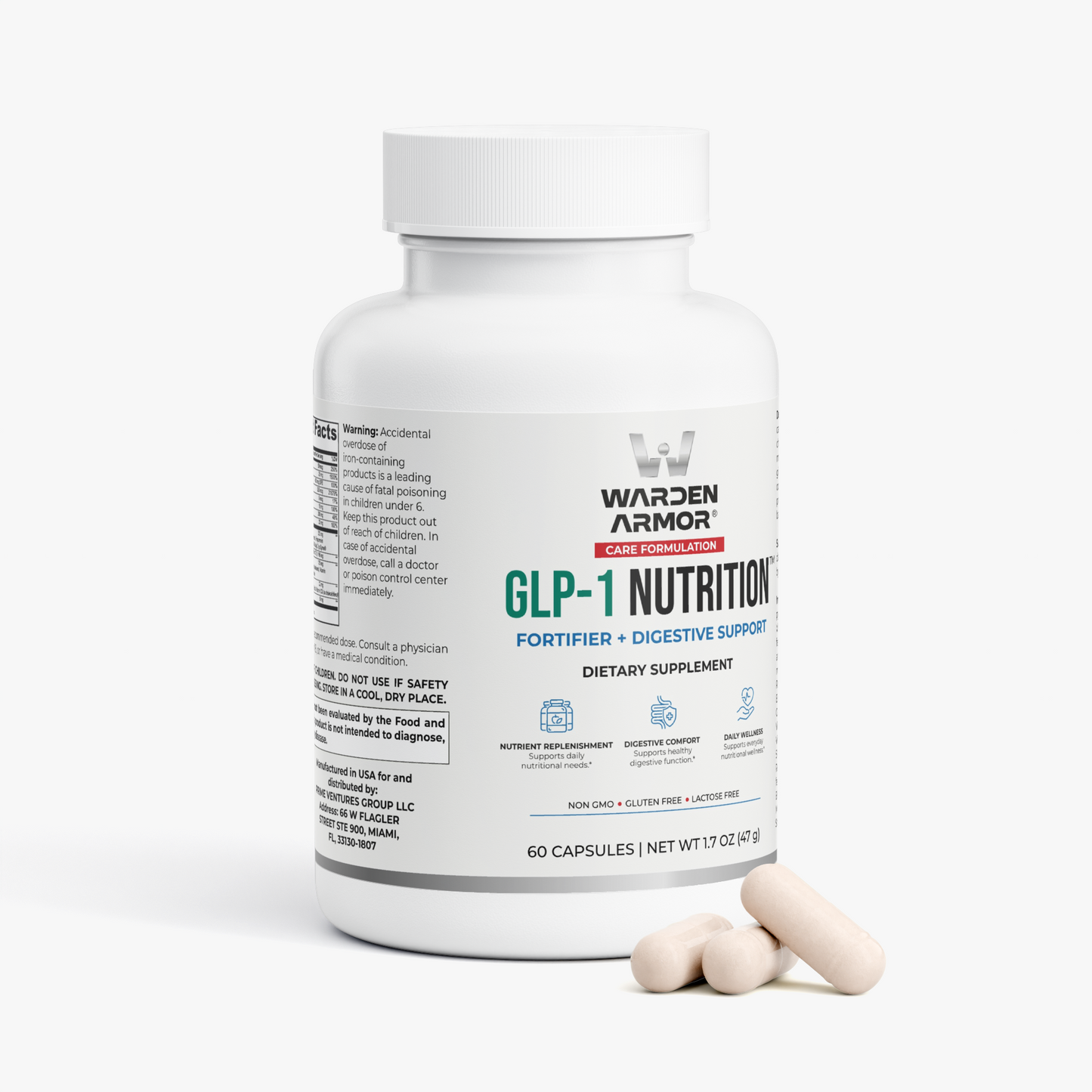 GLP-1 Nutrition Support – Digestive & Nutrient Replenishment | Probiotics, Enzymes, Methylated B12 & Magnesium | Warden Armor