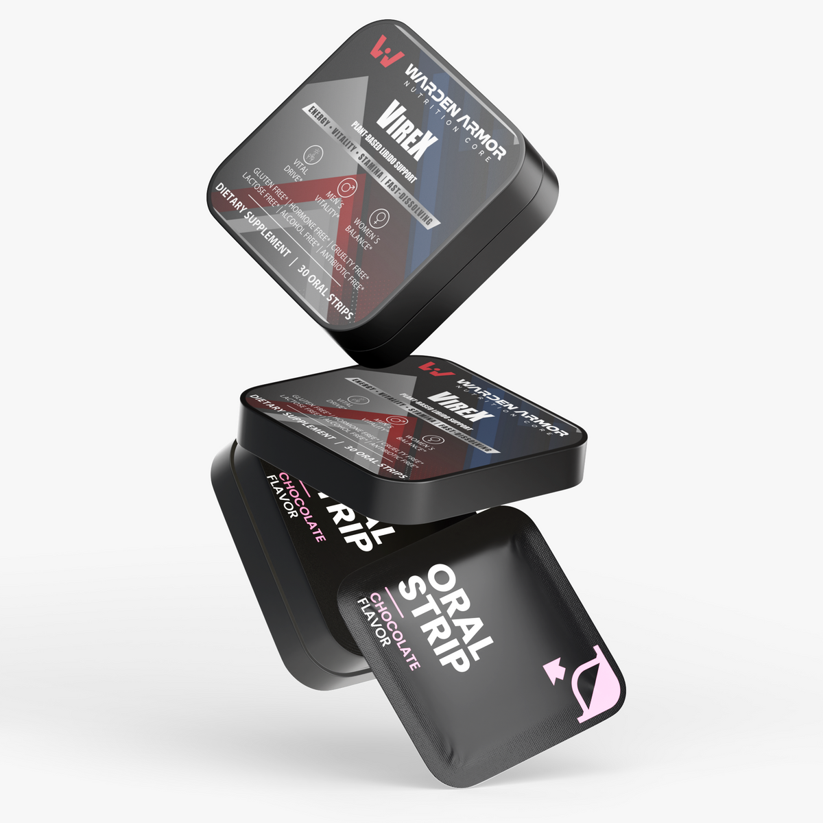 Virex – Men's Energy, Stamina & Libido Strips | Cordyceps + Shilajit | Chocolate | Warden Armor