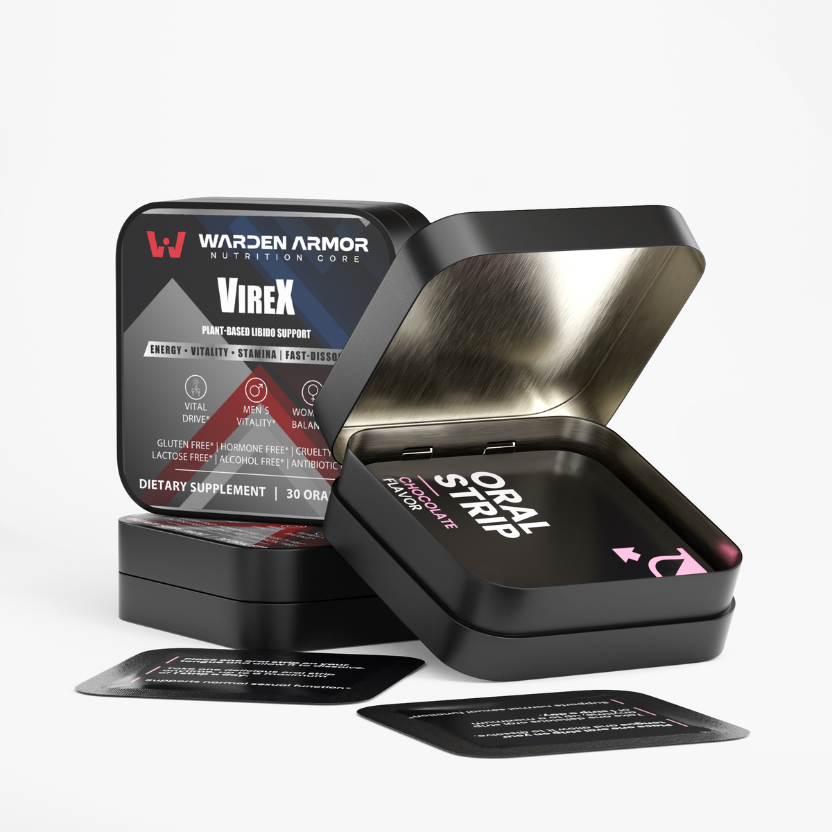Virex – Men's Energy, Stamina & Libido Strips | Cordyceps + Shilajit | Chocolate | Warden Armor