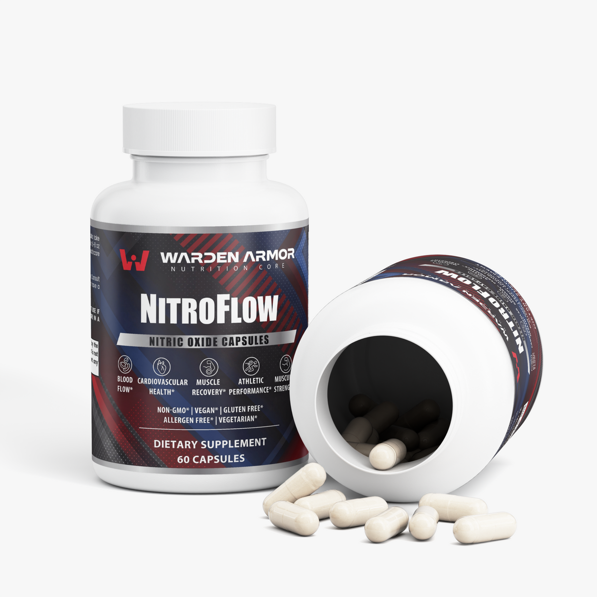NitroFlow – Caffeine-Free Pre-Workout | Nitric Oxide Energy Support | Capsules | Warden Armor